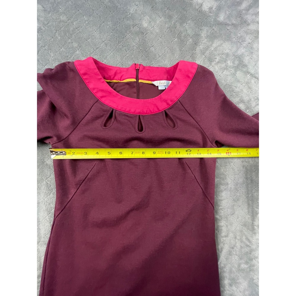 Boden Purple Pink Collar Keyhole Neck 3/4 Sleeve Lined Dress US 2R Colorblock - Picture 5 of 12
